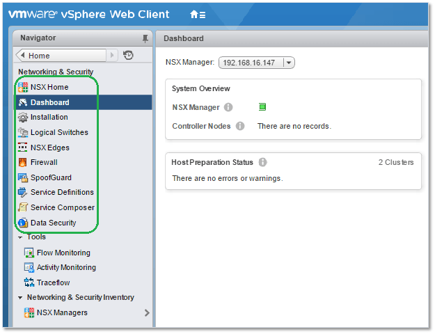 Figure 3 - NSX Manager in vSphere Web Client