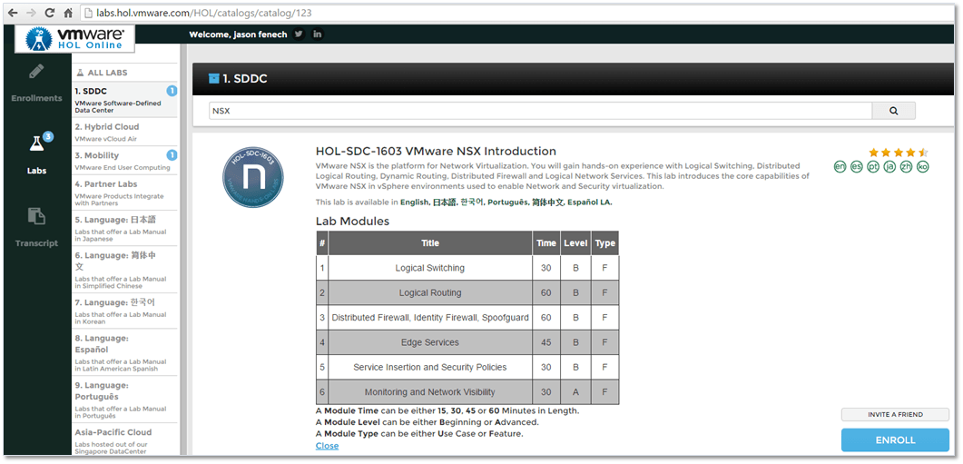 Figure 4 - VMware's NSX online labs