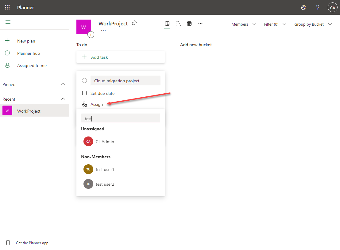 Assigning Microsoft 365 users to Microsoft Planner tasks