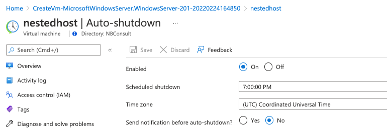 Auto-shutdown settings
