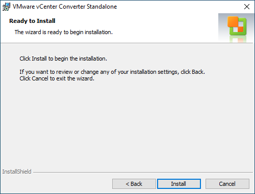 Begin the install of VMware Converter