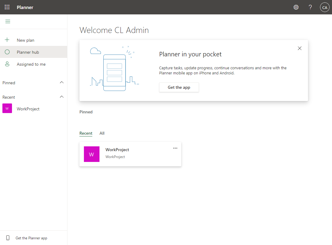 Creating a new Microsoft Planner plan