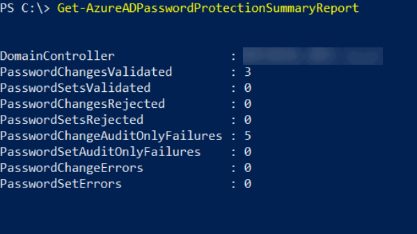 Get-AzureADPasswordProtectionSummaryReport output