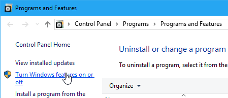 Windows 10 Programs and Features