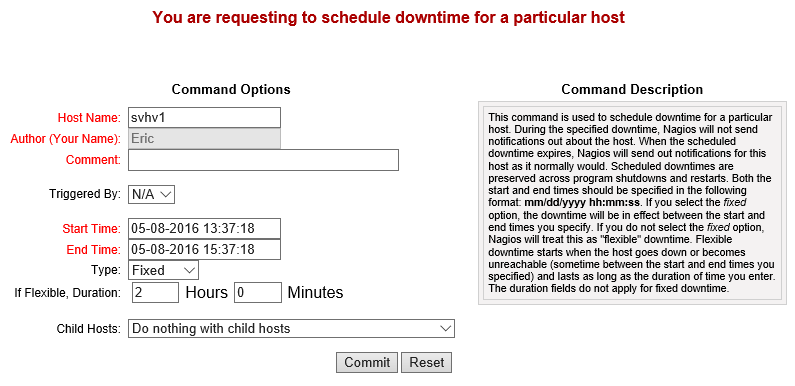 Nagios Downtime Scheduler