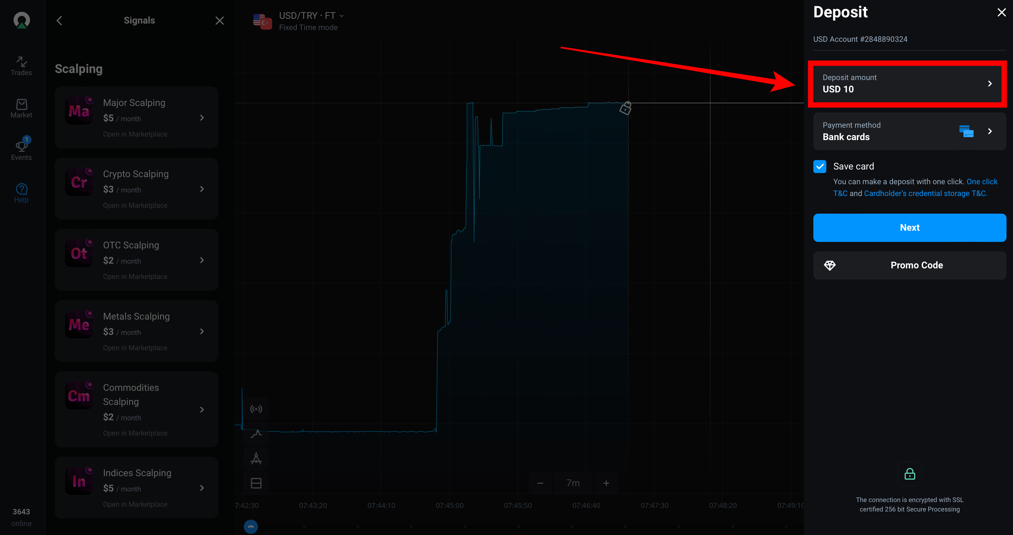 Olymp Trade - Minimum deposit