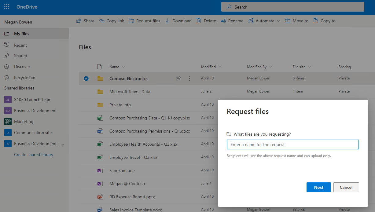 OneDrive For Business Request Files