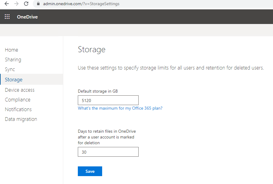 OneDrive For Business Storage Limit