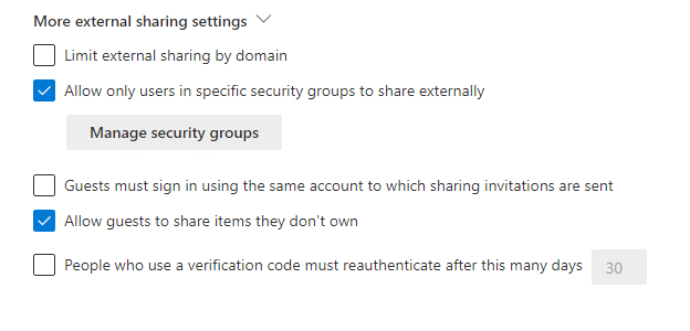 OneDrive SharePoint External Sharing Settings