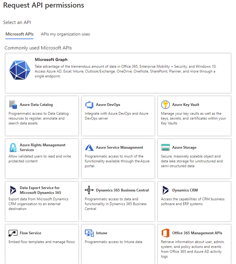 Pick an Microsoft API to define your own low risk permissions