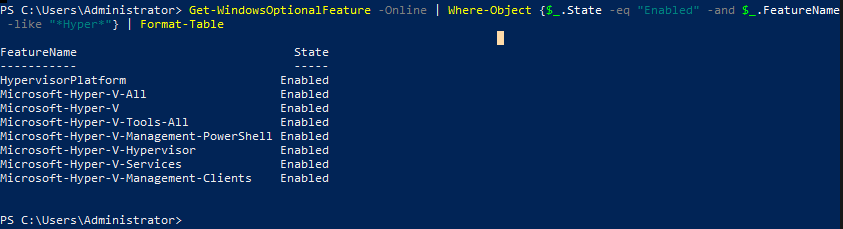 PowerShell to verify Hyper-V has been installed