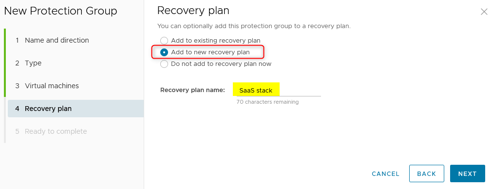 Recovery Plan section