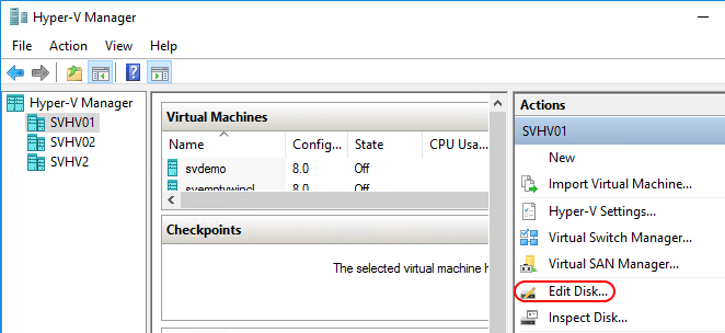 Resize a Disconnected Virtual Hard Disk with Hyper-V Manager