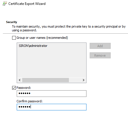 Exported Certificate Security