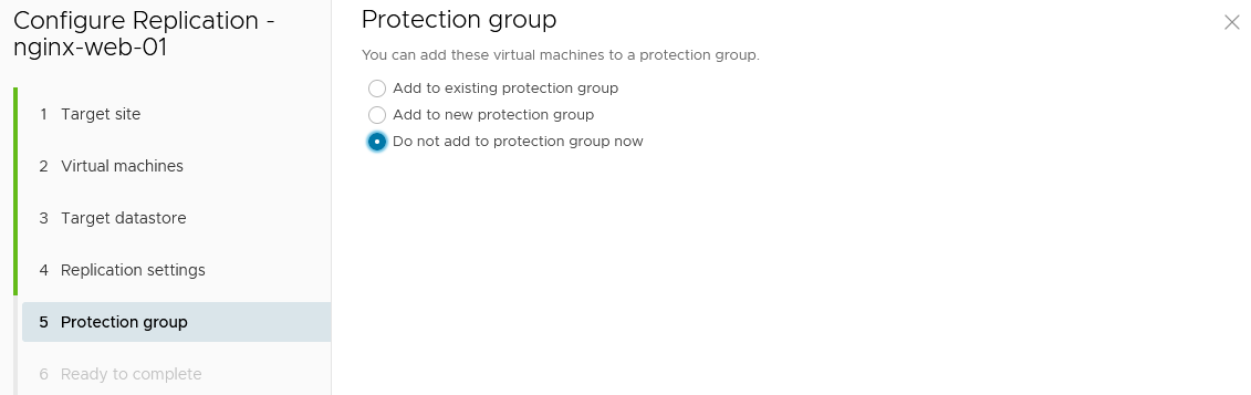 specify new or existing protection groups
