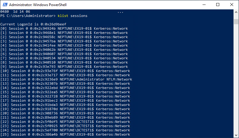 Viewing Kerberos sessions with klist sessions