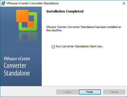 VMware Converter installation completes successfully