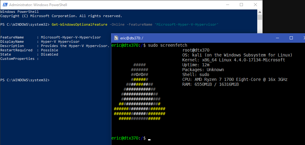 Windows Subsystem for Linux screenshot